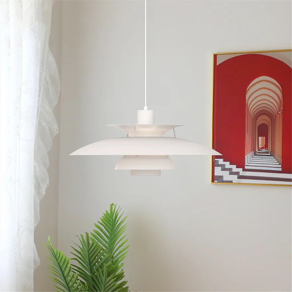 Danish Pendant Light – Layered Metal Design in a Colorful Style for the Dining Room or Living Room