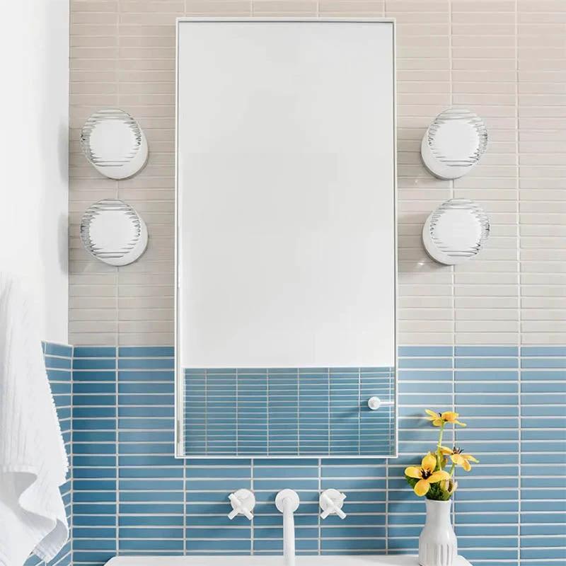 LYSEN Nordic LED Wall Sconce Minimalist metal wall light; set of 4 with chrome finish and glass globes beside a mirror