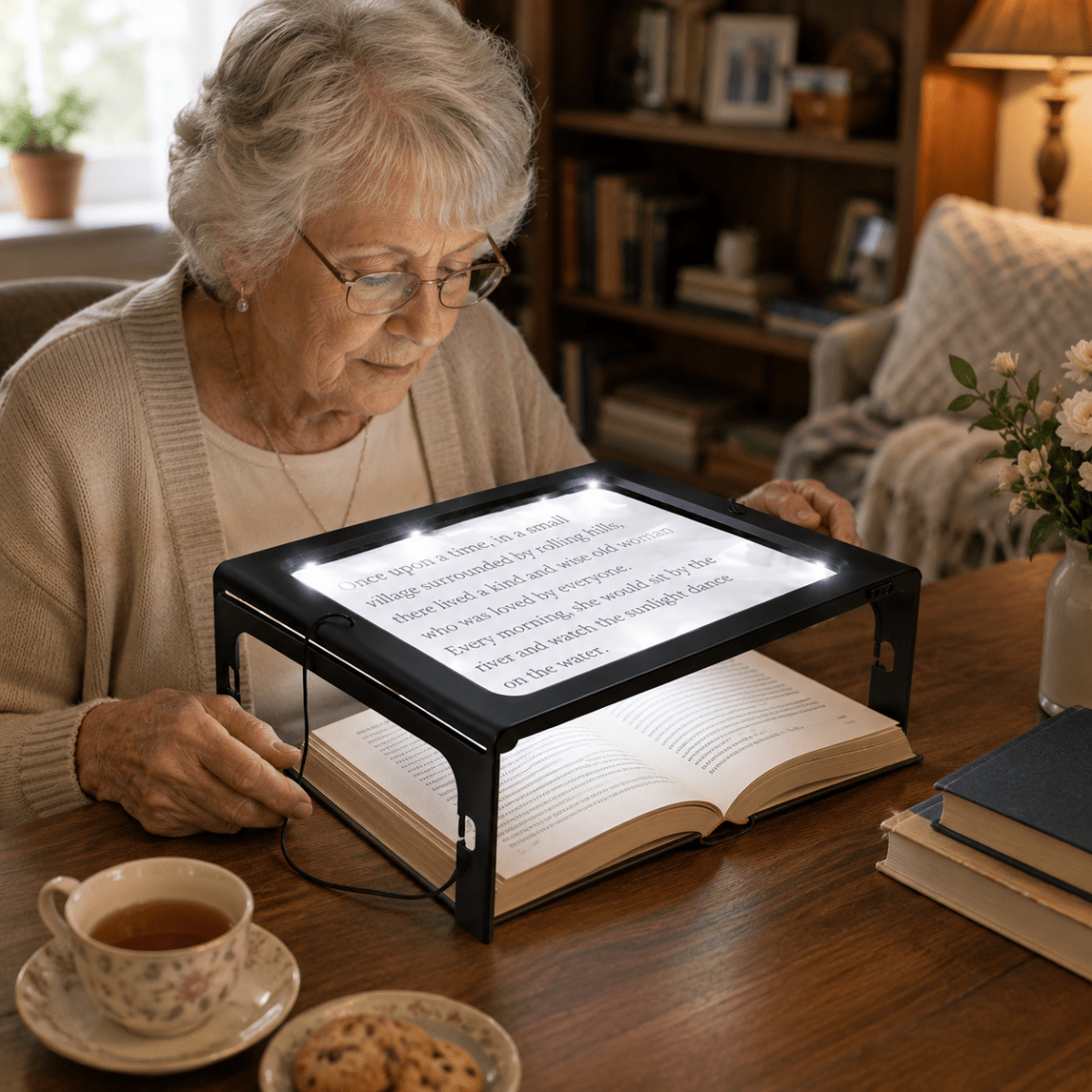 Hands-Free Reading Magnifier – Durable Plastic with 3x Magnification and LED Light for DIY Projects or Reading