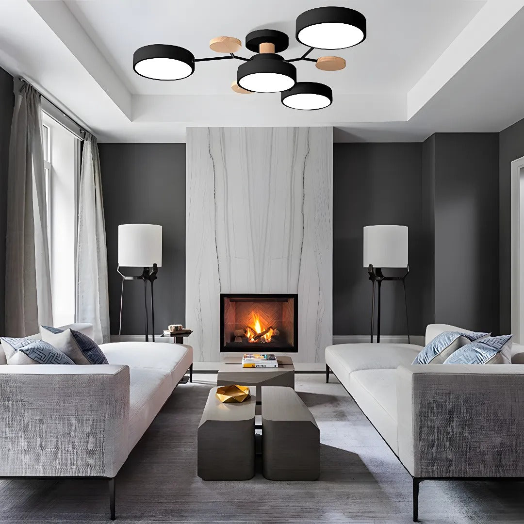 Plafonnier LED Rond en Fer - Lustre Semi-Encastré Design Contemporain