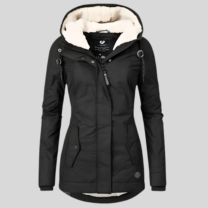 Manteau Long Femme Imperméable à Capuche - Doublure Chaude Hiver