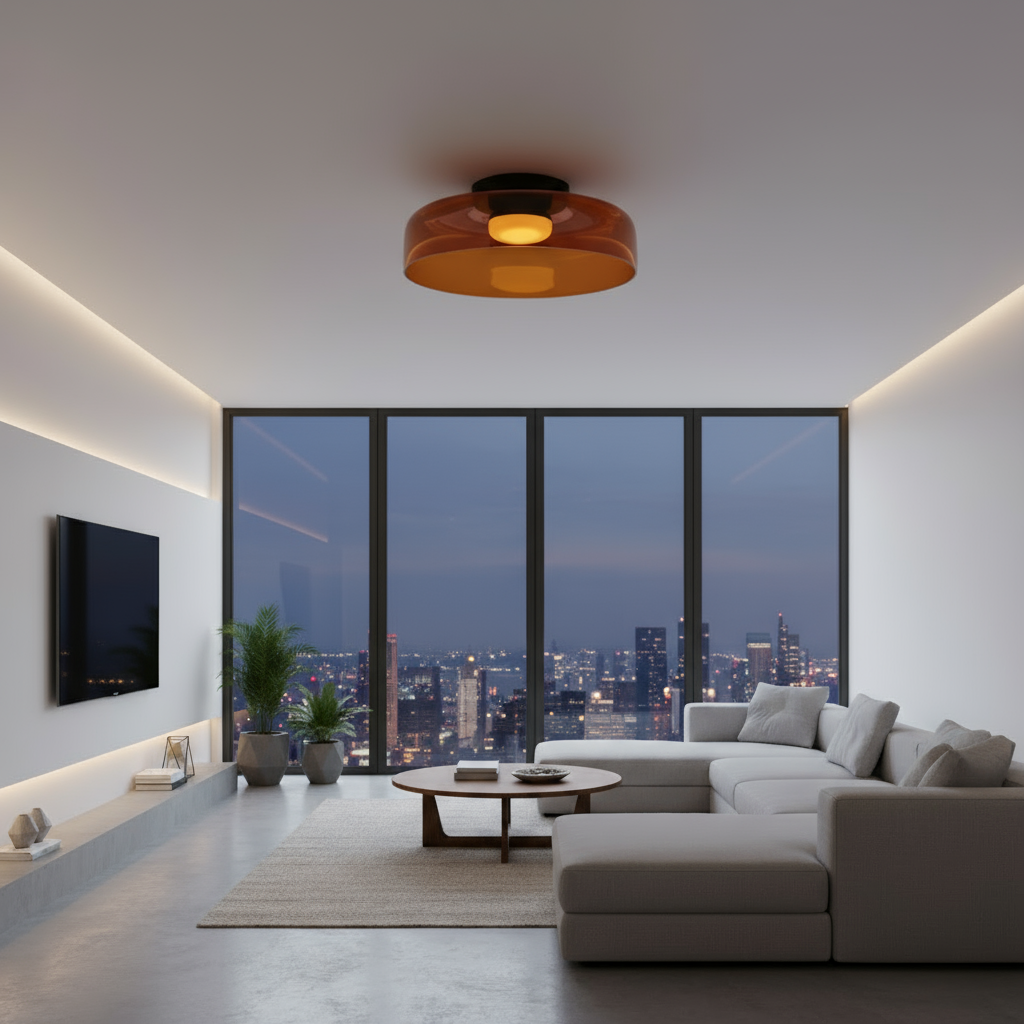 Scandinavische Glazen Plafondlamp – Modern Design met Driekleuren LED voor Eetkamer of Woonkamer