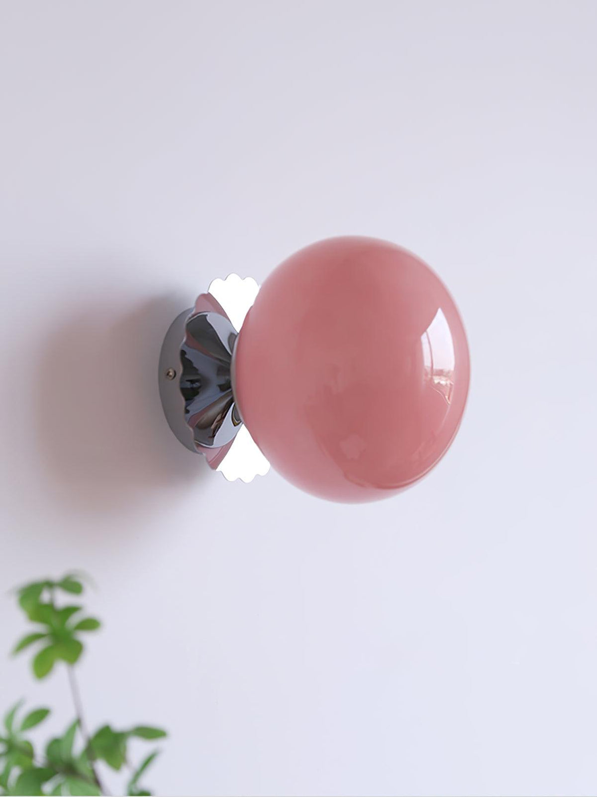 Applique Murale en Verre Rose – Finition Métal Doré ou Chromé