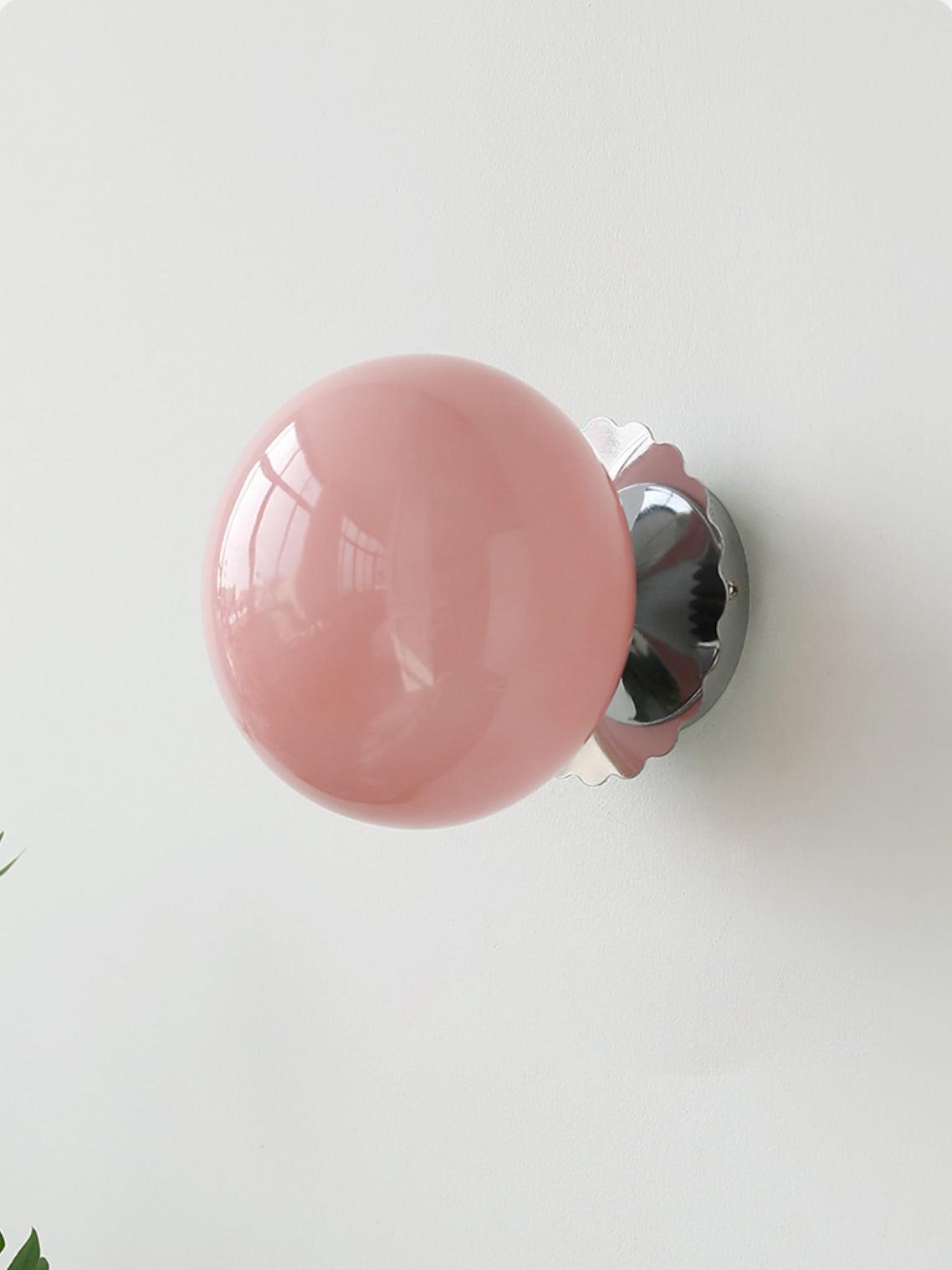 Applique Murale en Verre Rose – Finition Métal Doré ou Chromé