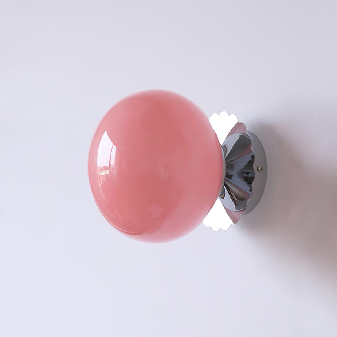 Applique Murale en Verre Rose – Finition Métal Doré ou Chromé