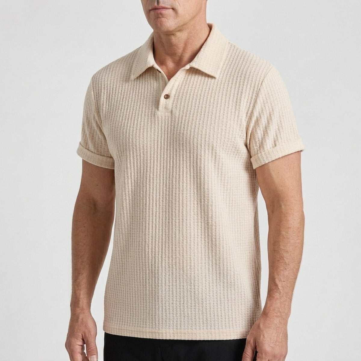 men's textured knit polo shirt