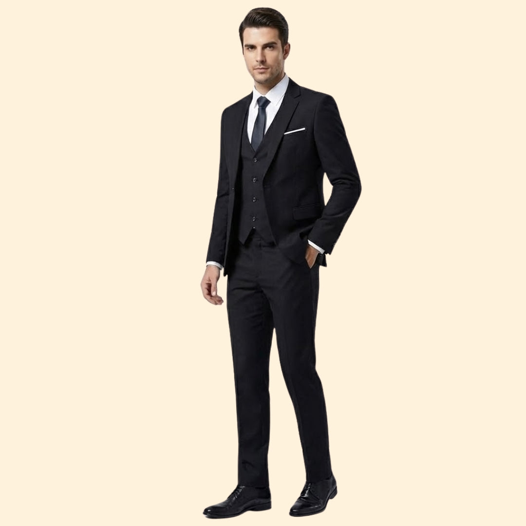 Costume Homme Trois Pièces – Veste, Gilet et Pantalon Coordonnés