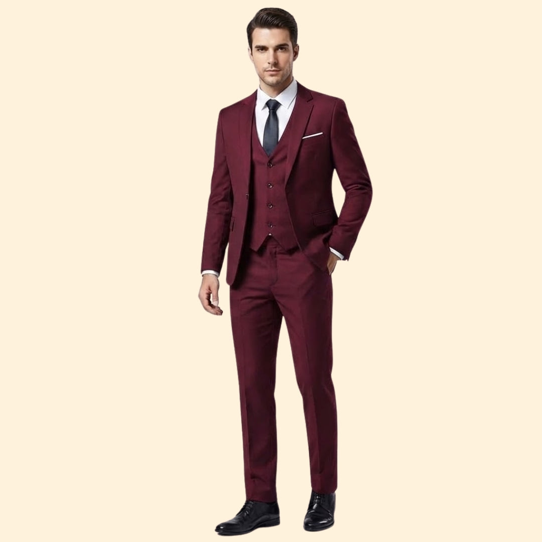 Costume Homme Trois Pièces – Veste, Gilet et Pantalon Coordonnés