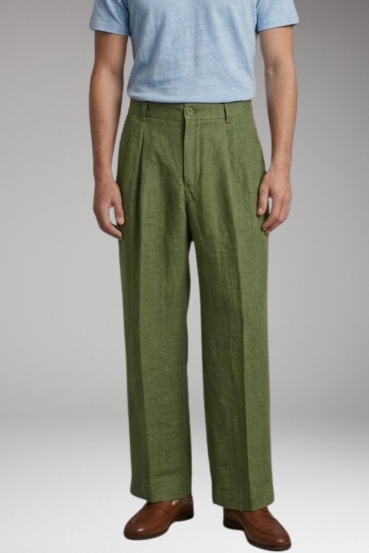 Pantalon Homme Large en Lin, Coupe Ample et Respirante