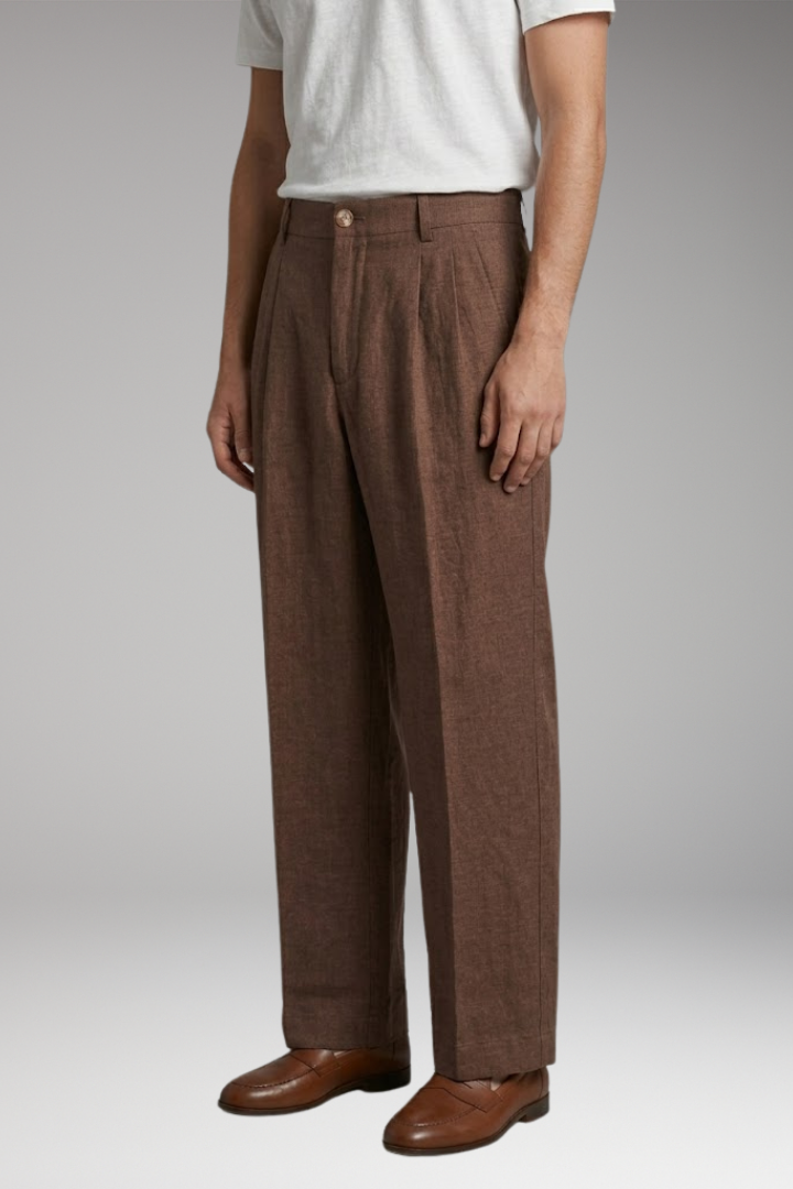 Pantalon Homme Large en Lin, Coupe Ample et Respirante
