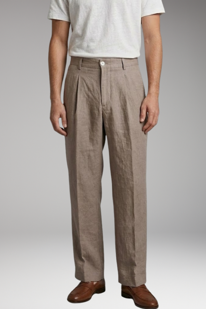 Pantalon Homme Large en Lin, Coupe Ample et Respirante