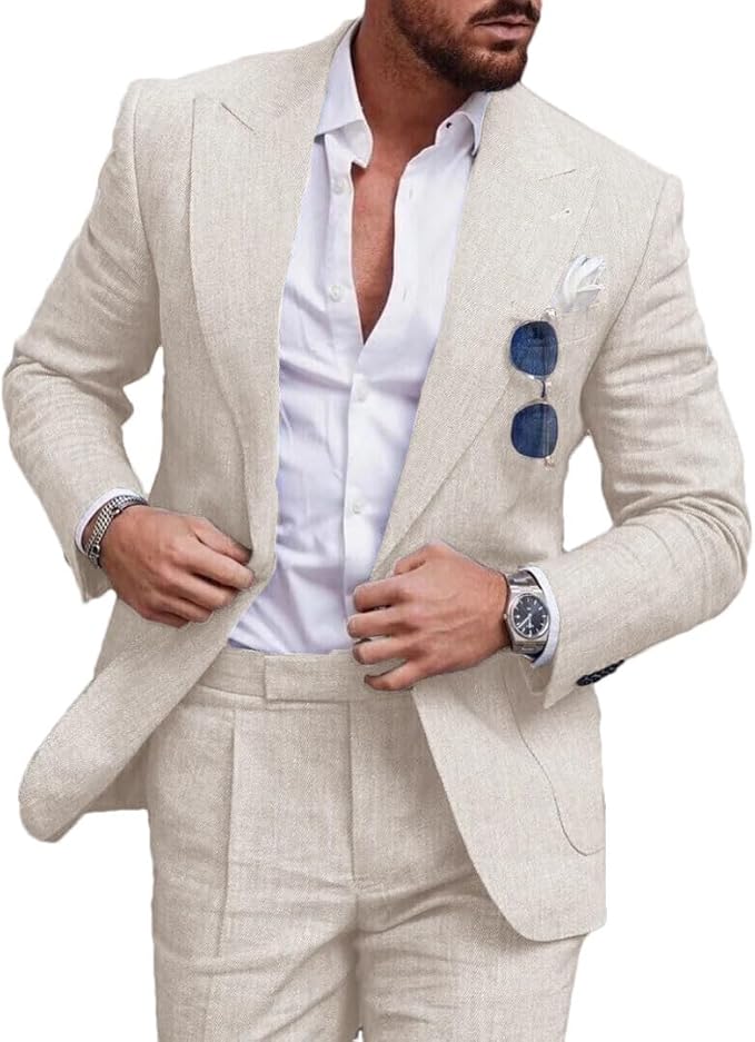 Costume Homme en Lin Coupe Slim pour Mariage et Cérémonie
