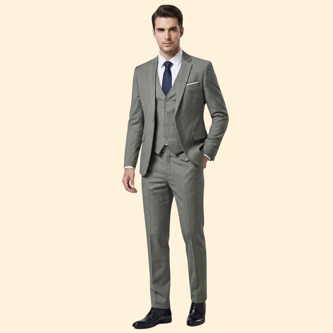 Costume Homme Trois Pièces – Veste, Gilet et Pantalon Coordonnés