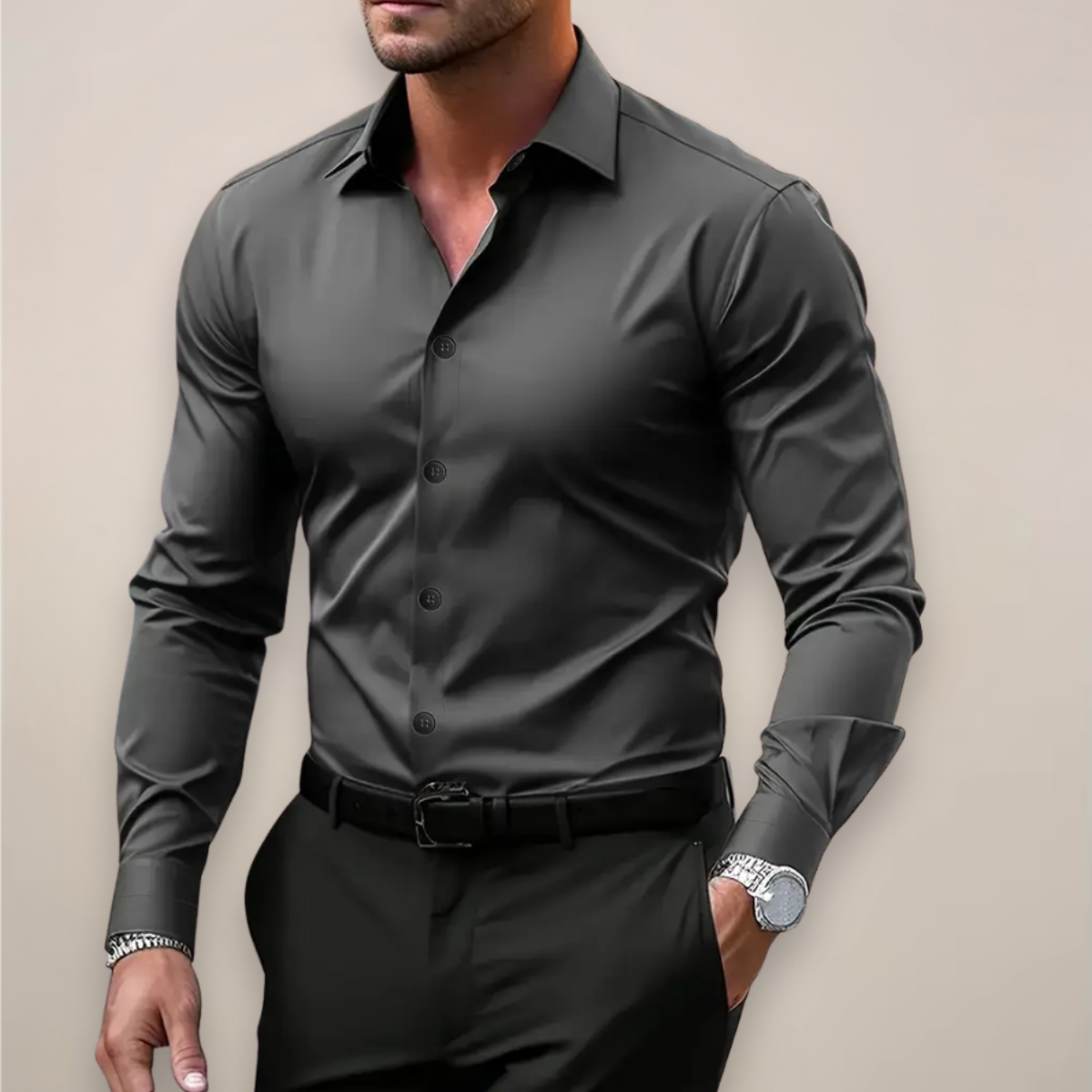 Chemise Homme Slim Fit à Boutons – Coupe Ajustée Travail et Quotidien
