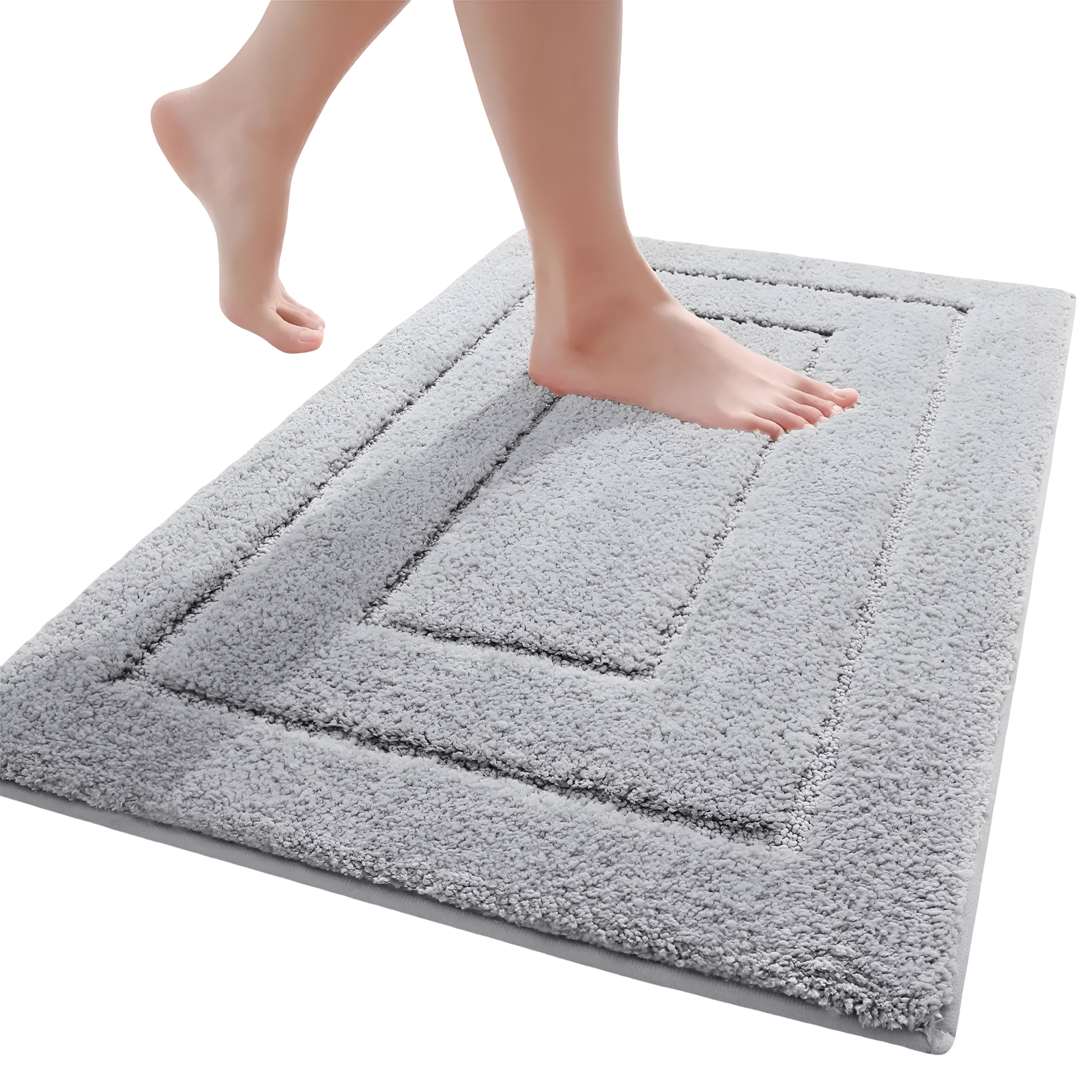 Tapis de Bain en Microfibre – Bleu Doux, Design Antidérapant pour Salle de Bain ou Douche
