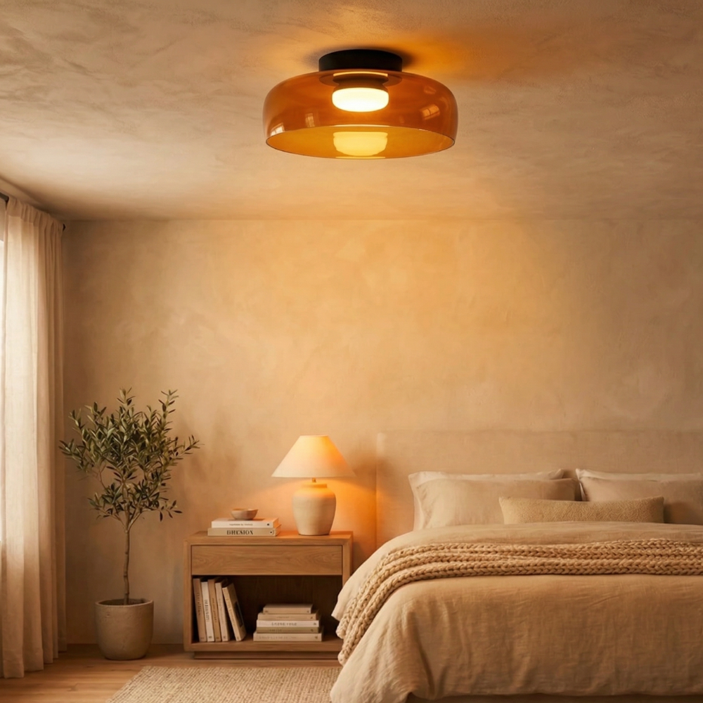 Minimalist Ceiling Light Integrated LED Smoked Glass  89
