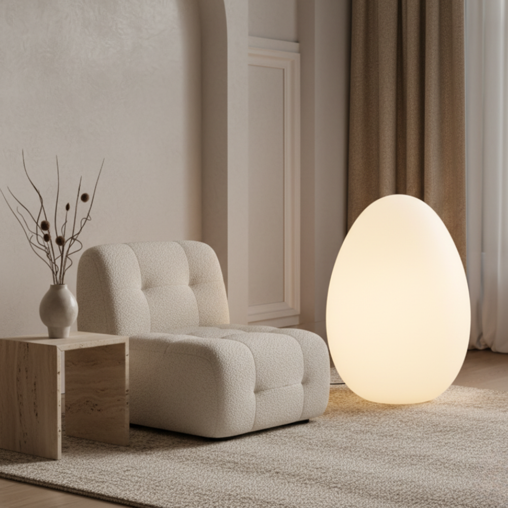 Lampadaire LED Ovale Minimaliste - Lumière d'Ambiance 3 Tons