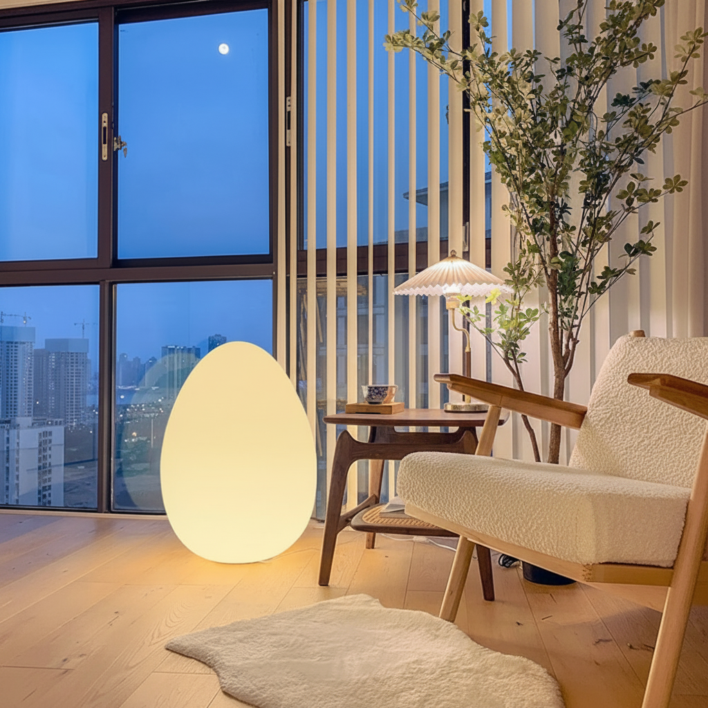 Lampadaire LED Ovale Minimaliste - Lumière d'Ambiance 3 Tons