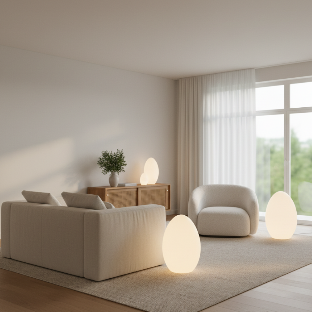 Lampadaire LED Ovale Minimaliste - Lumière d'Ambiance 3 Tons