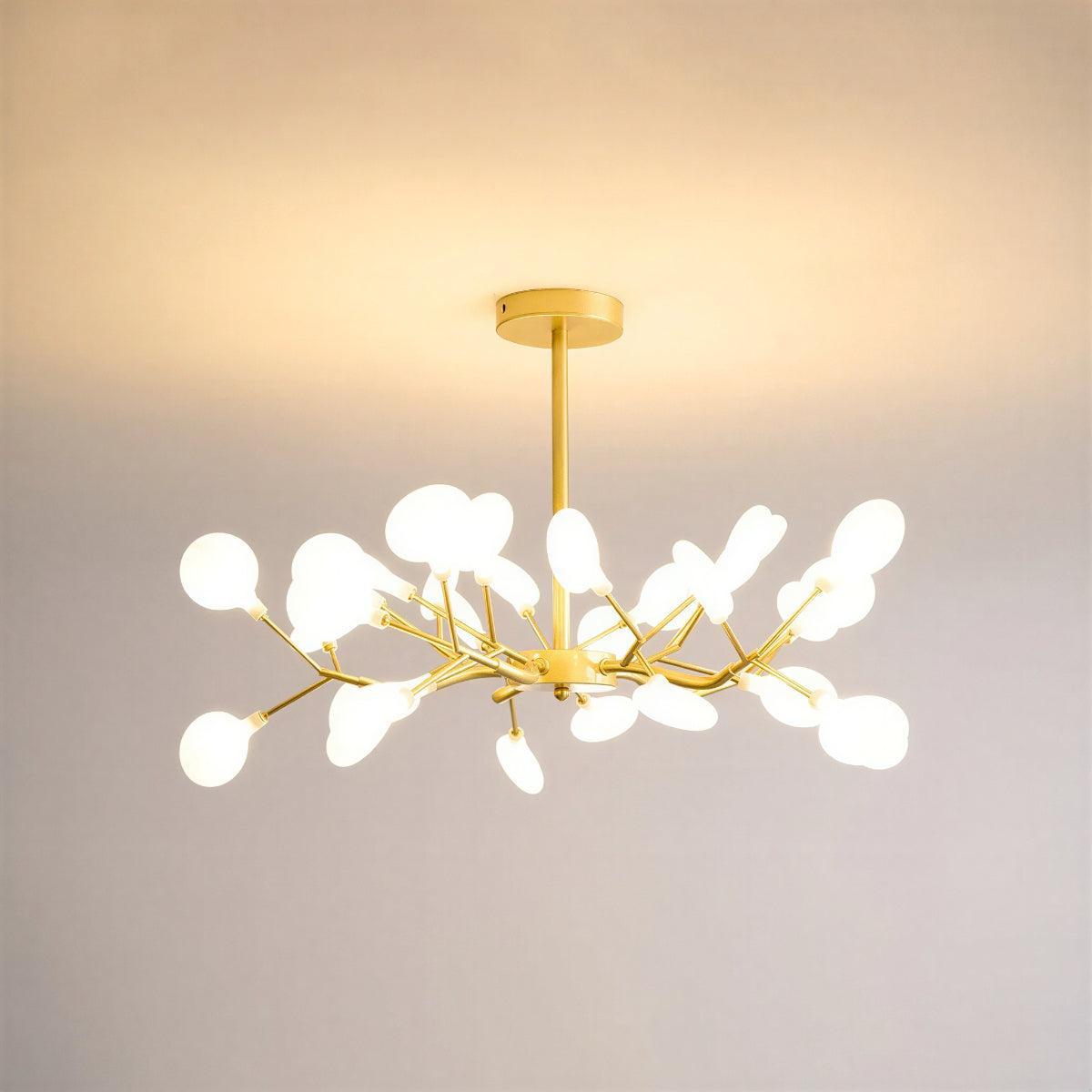 Lustre Plafonnier Multi-Têtes Style Luciole en Métal et Acrylique