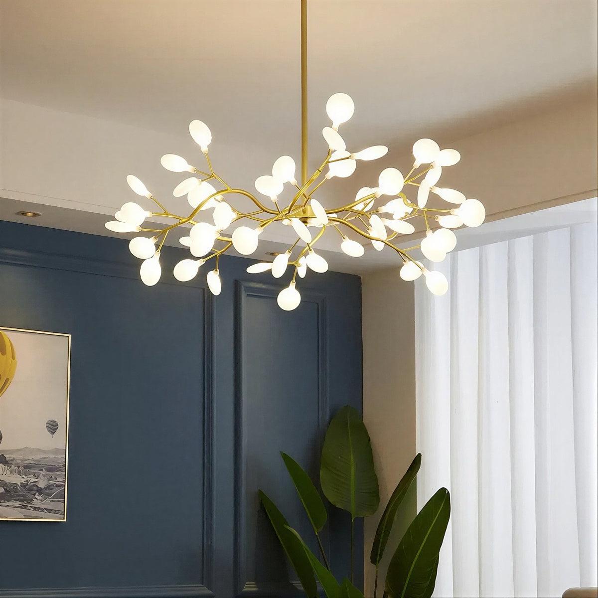 Lustre Plafonnier Multi-Têtes Style Luciole en Métal et Acrylique