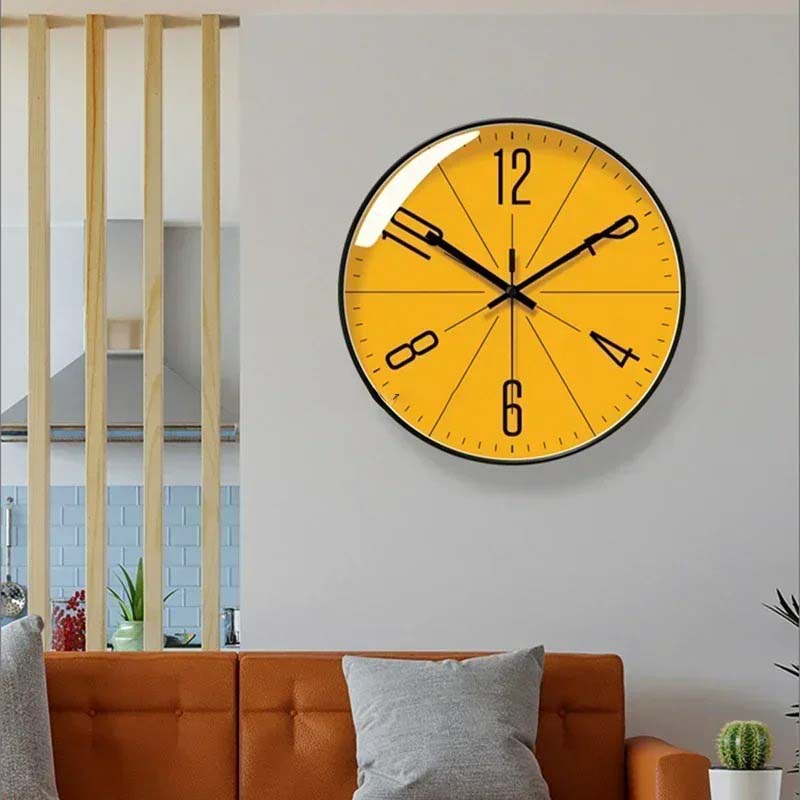 Wall Clock – Black and Orange, Minimalist Design for the Living Room or Office