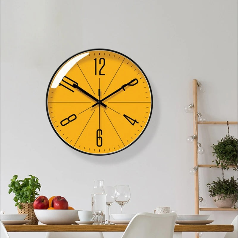 Wall Clock – Black and Orange, Minimalist Design for the Living Room or Office