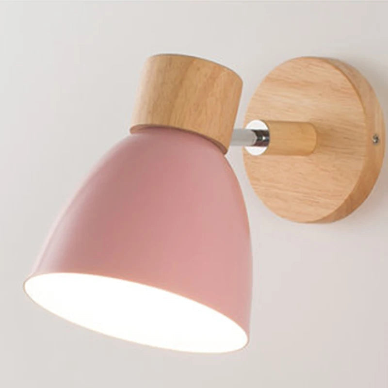 Applique Murale Orientable Noire en Métal et Bois, Douille E27