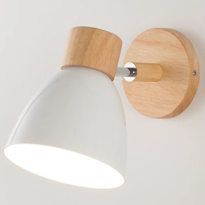 Applique Murale Orientable Noire en Métal et Bois, Douille E27