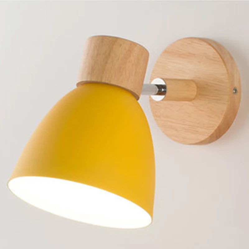 Applique Murale Orientable Noire en Métal et Bois, Douille E27
