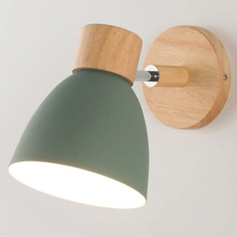 Applique Murale Orientable Noire en Métal et Bois, Douille E27