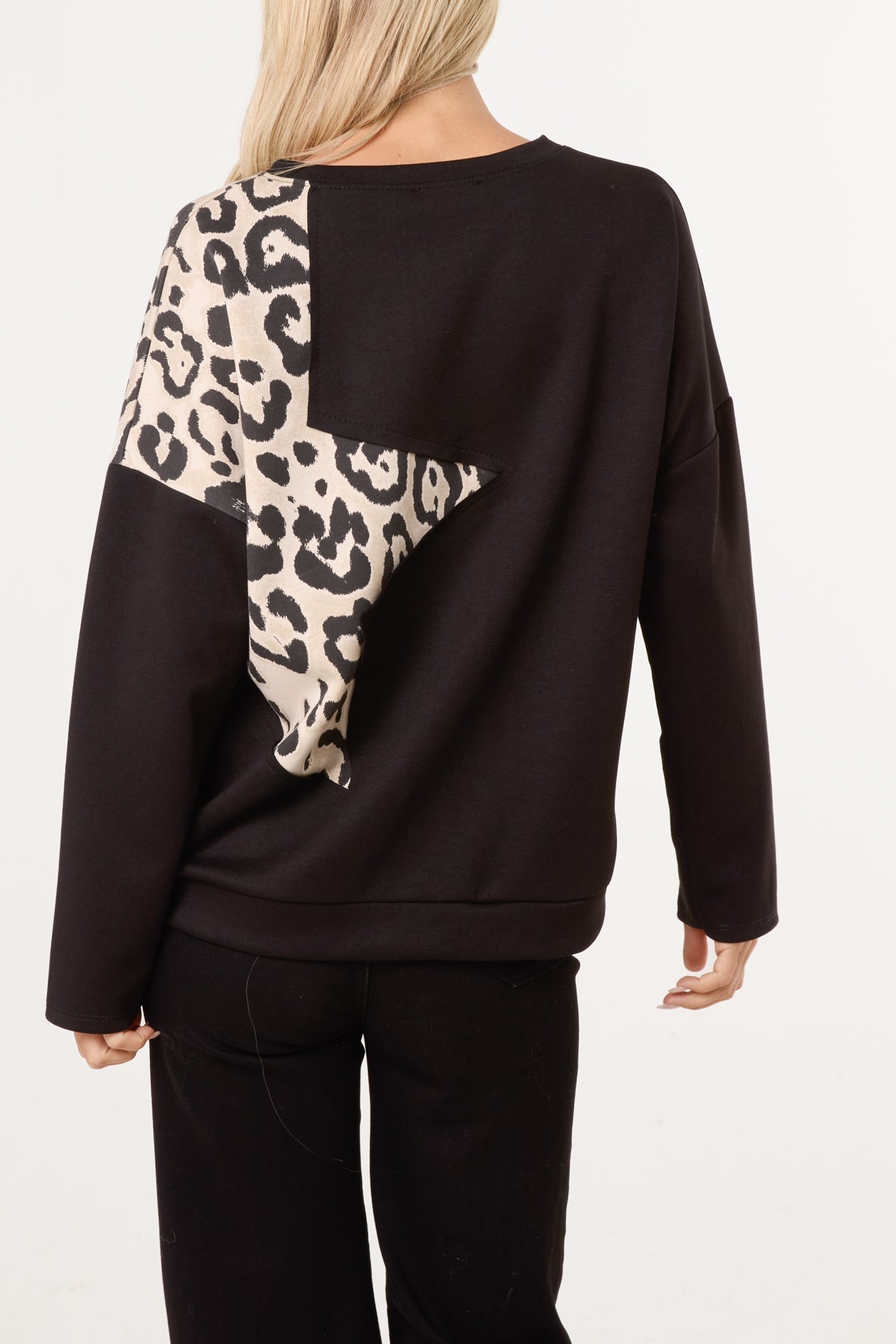 Pull Femme Imprimé Léopard Étoile Clouté - Maille Extensible