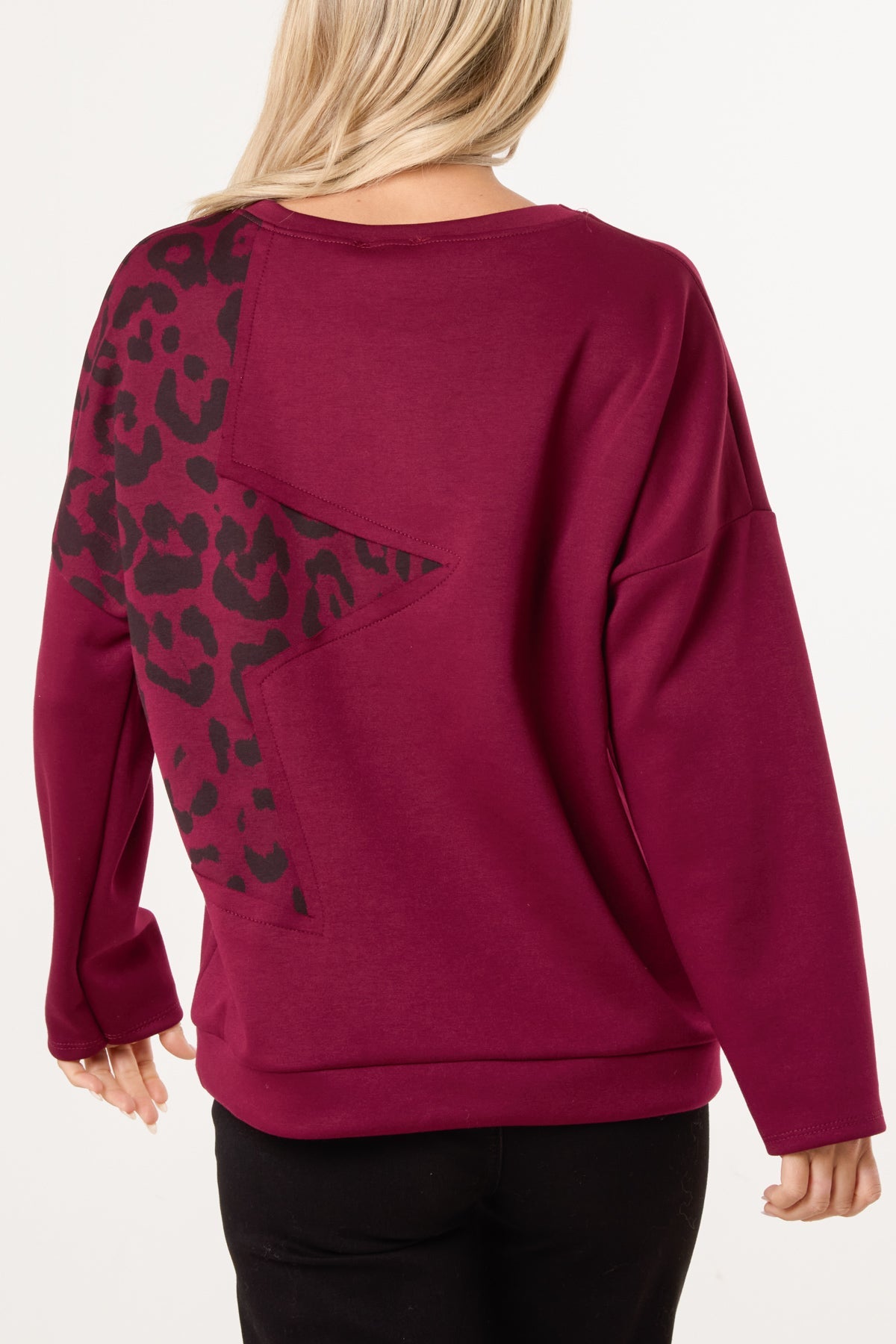 Pull Femme Imprimé Léopard Étoile Clouté - Maille Extensible