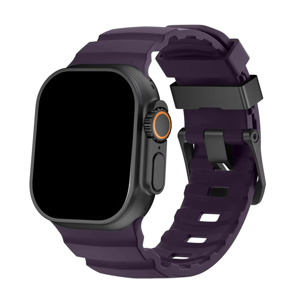 Bracelet Apple Watch en Silicone - Boucle Titane 44/45/46/49mm
