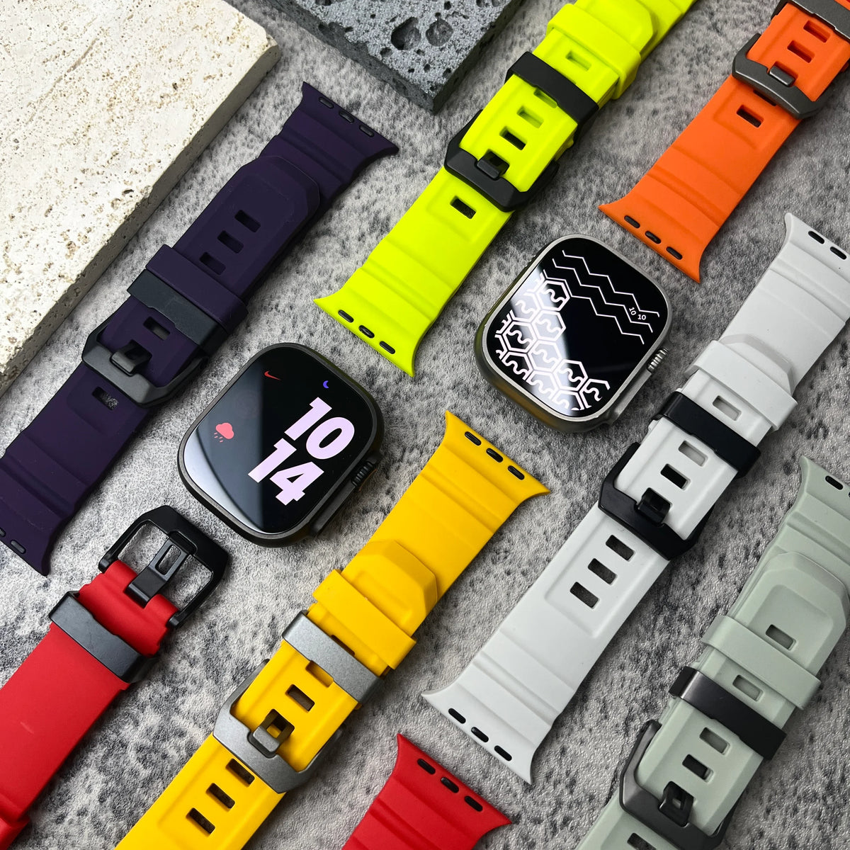 Bracelet Apple Watch en Silicone - Boucle Titane 44/45/46/49mm