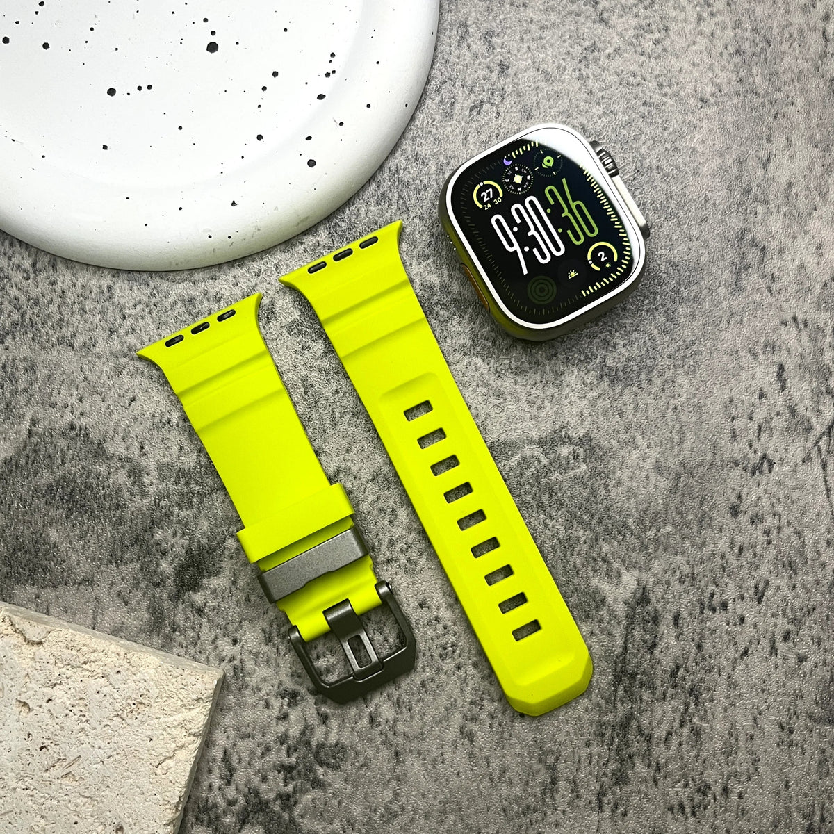 Bracelet Apple Watch en Silicone - Boucle Titane 44/45/46/49mm