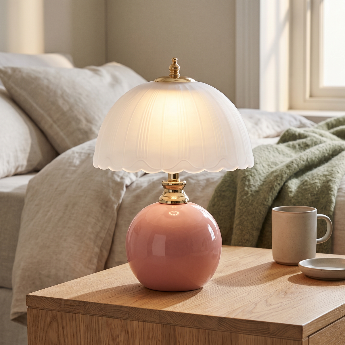 Nordic Style Half Dome Table Lamp with Ceramic and Glass Shade – Modern Bedside or Desk Lamp for Bedroom 3