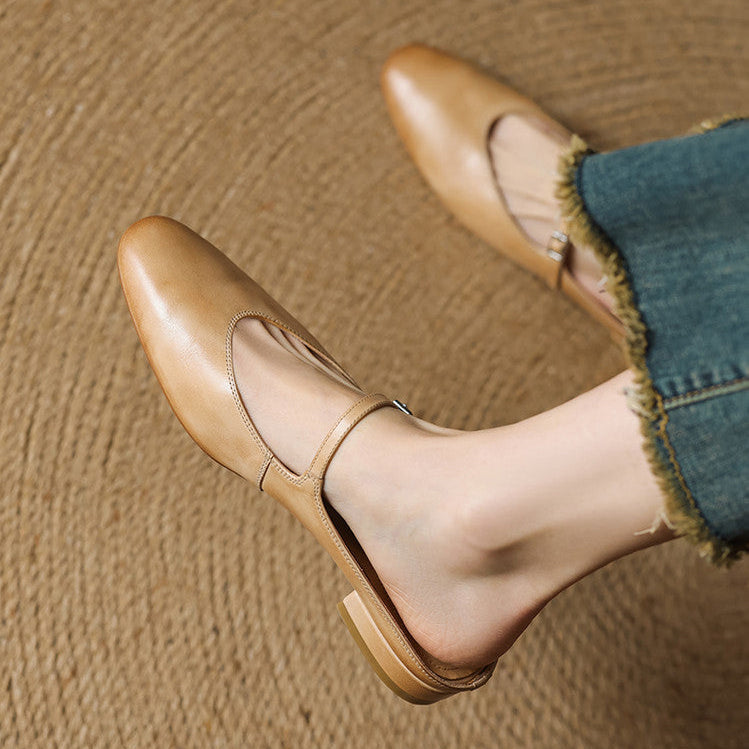 Mules Femme en Cuir Véritable avec Bride Mary Jane