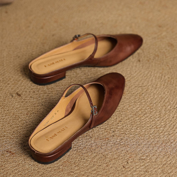 Mules Femme en Cuir Véritable avec Bride Mary Jane