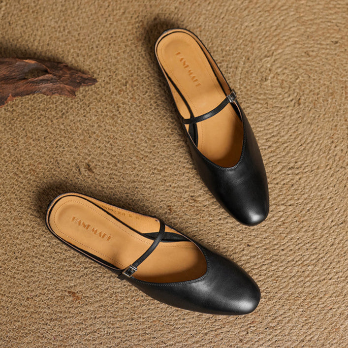 Mules Femme en Cuir Véritable avec Bride Mary Jane