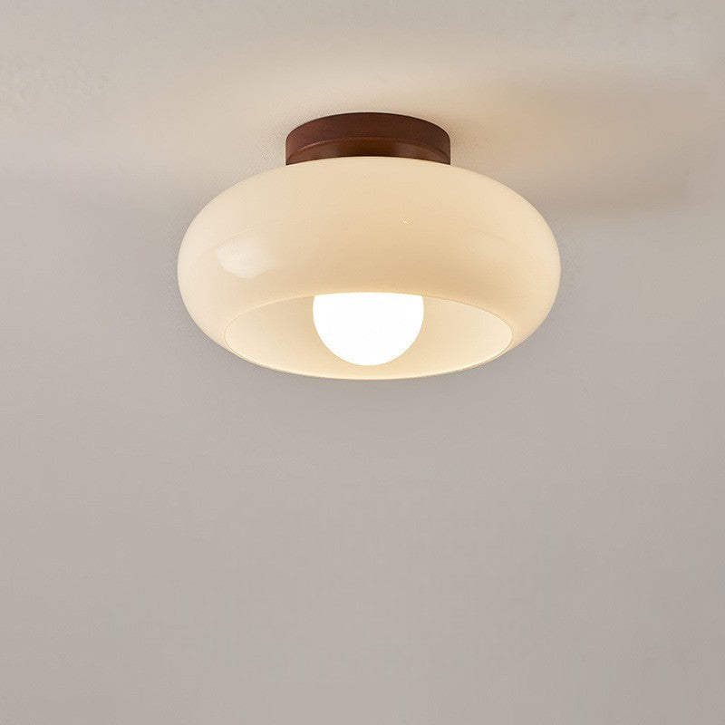 Plafonnier Bauhaus Verre Crème et Métal - Design Épuré