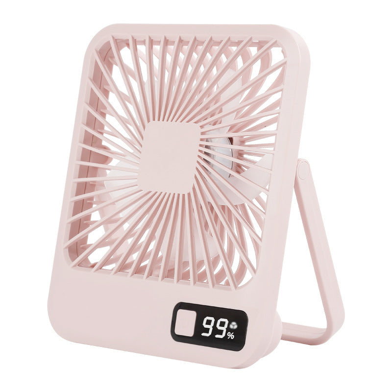 Rechargeable Desk Fan – Compact, White, with LED Display and Adjustable Speeds for Home or Office Use