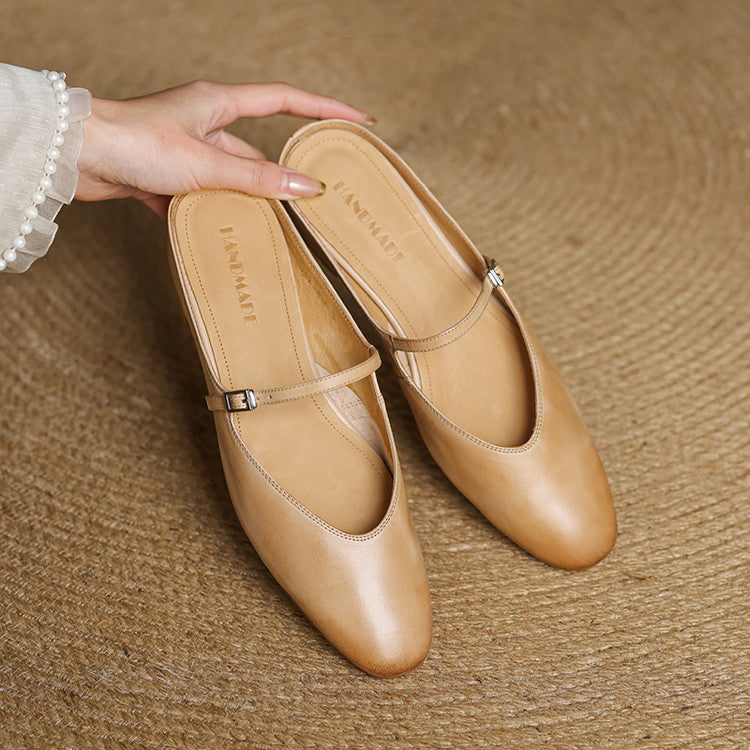 Mules Femme en Cuir Véritable avec Bride Mary Jane