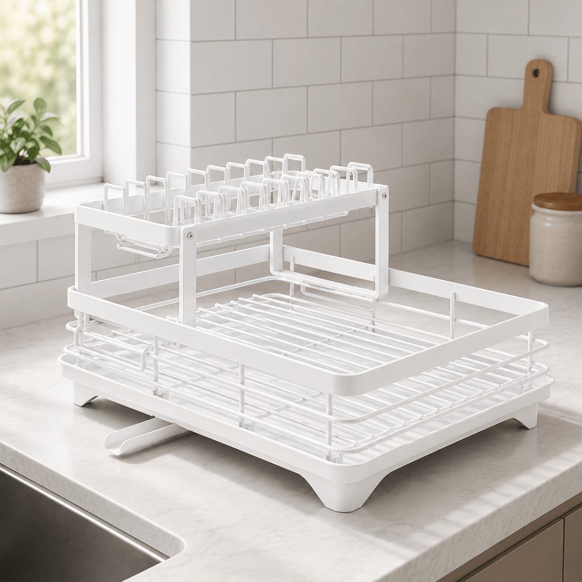 Foldable Dish Rack – Stainless Steel, Space-Saving Design for Kitchen Organization