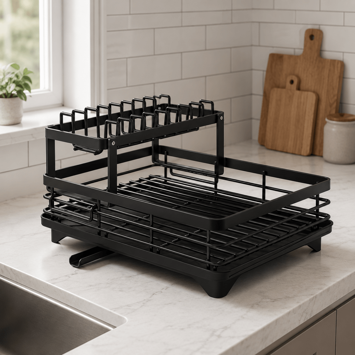 Foldable Dish Rack – Stainless Steel, Space-Saving Design for Kitchen Organization
