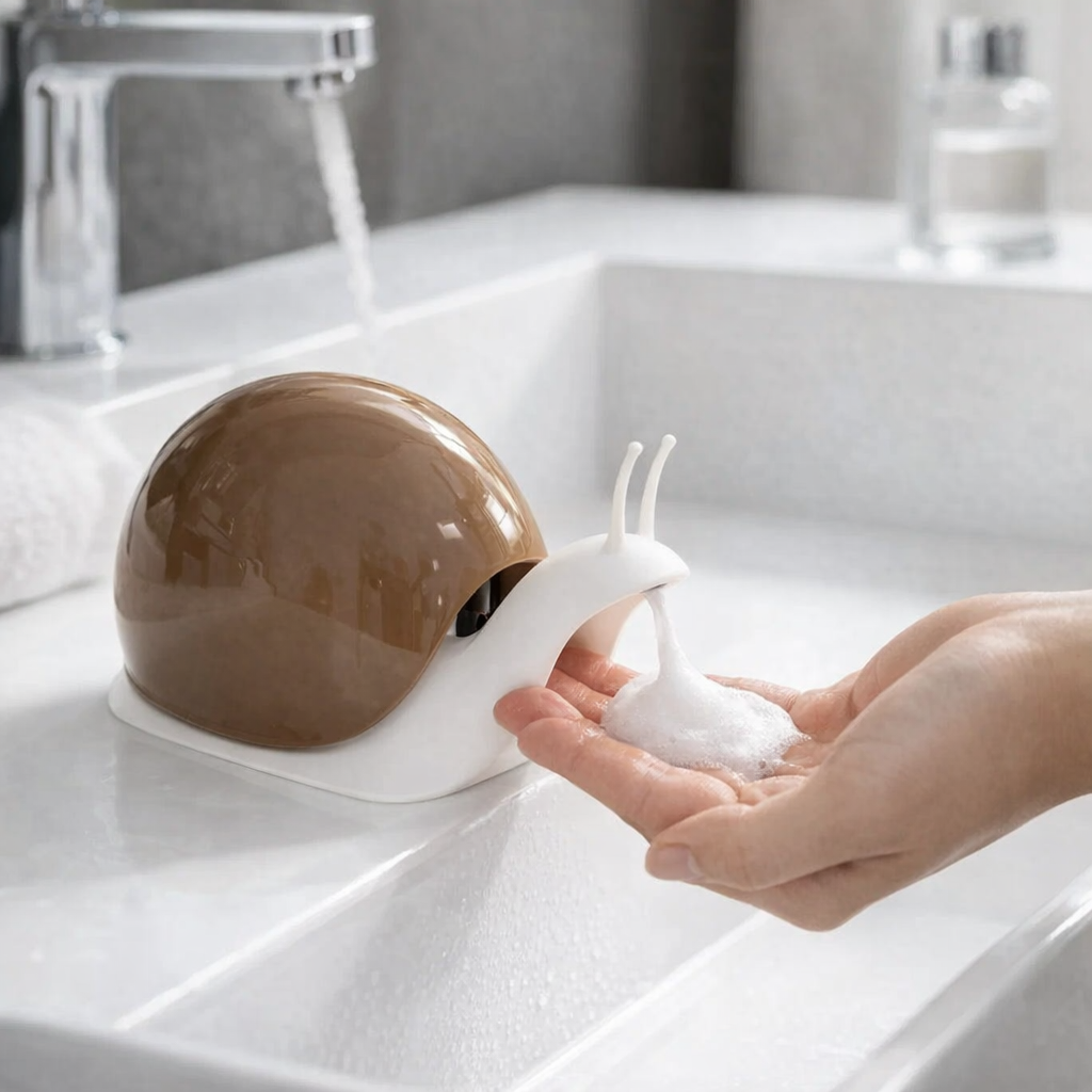 Portable Soap Dispenser – Snail-Shaped, Compact Plastic Design for Travel and Everyday Use