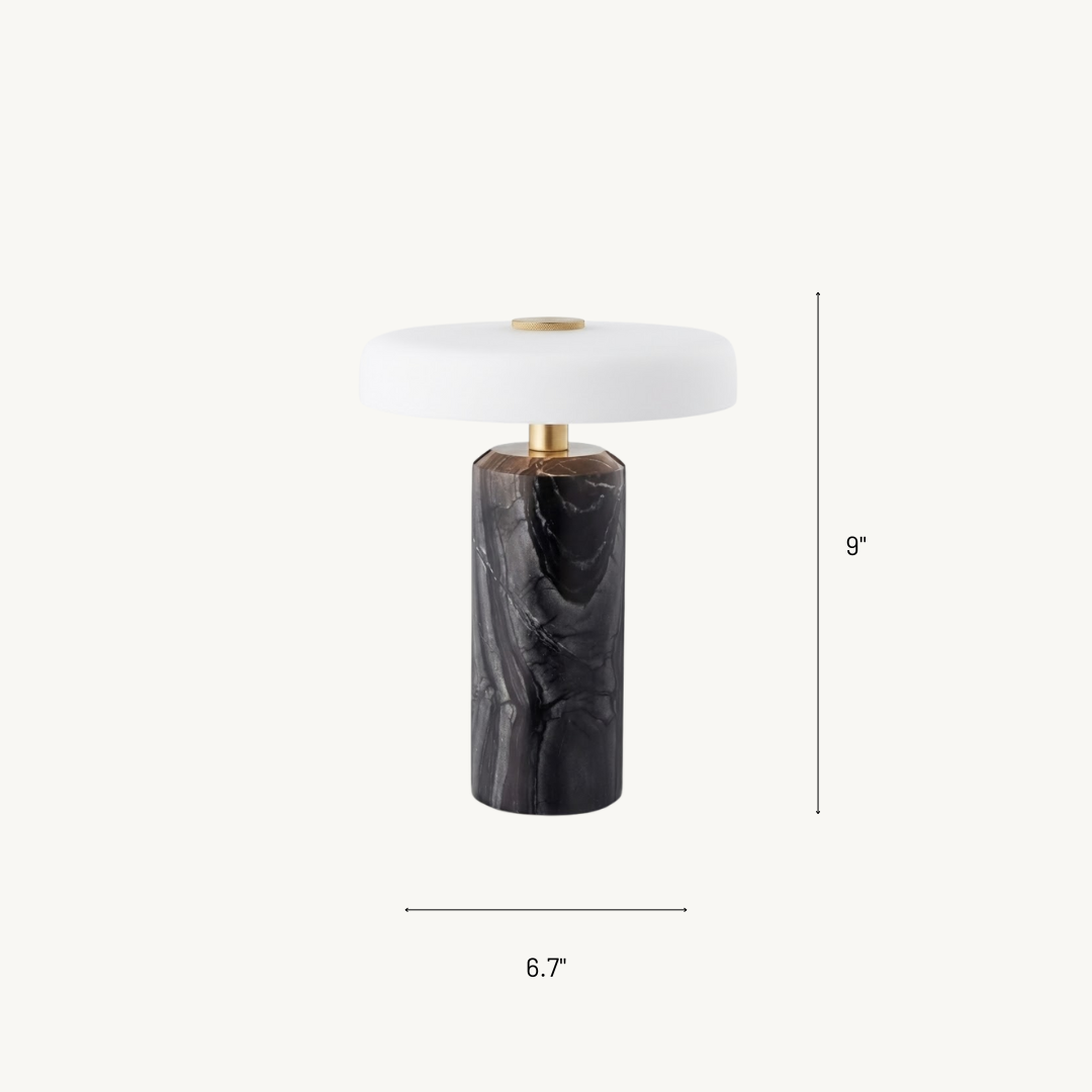 Lampe de Table Champignon en Marbre et Verre – Ambiance Douce