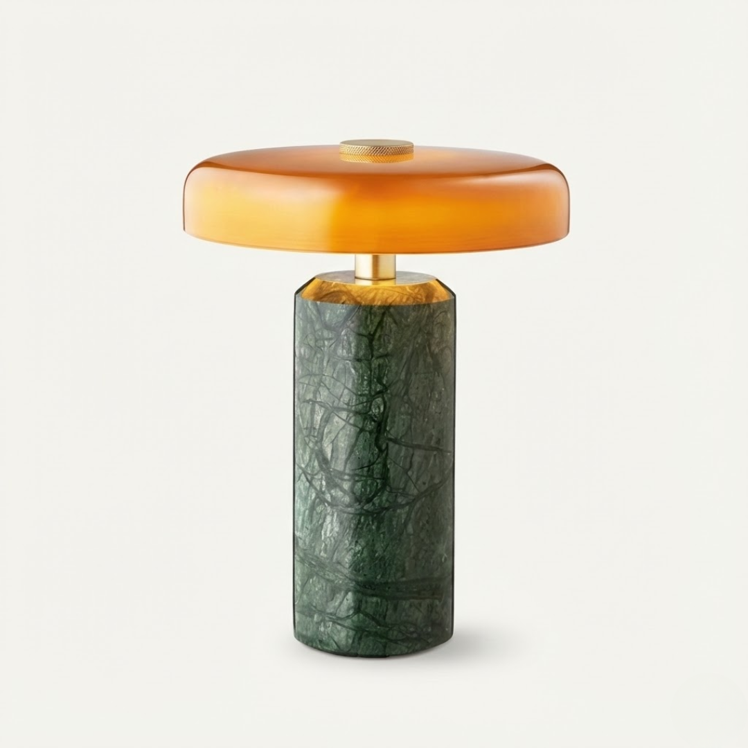 Lampe de Table Champignon en Marbre et Verre – Ambiance Douce