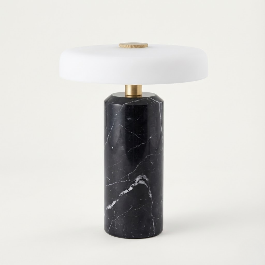 Lampe de Table Champignon en Marbre et Verre – Ambiance Douce