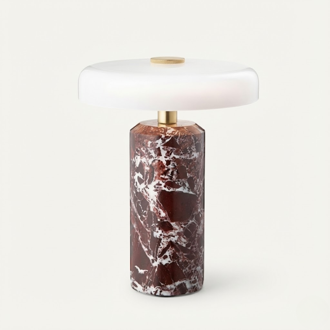 Lampe de Table Champignon en Marbre et Verre – Ambiance Douce